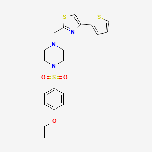 molecular formula C20H23N3O3S3 B2389348 2-((4-((4-Ethoxyphenyl)sulfonyl)piperazin-1-yl)methyl)-4-(thiophen-2-yl)thiazole CAS No. 1171239-73-8