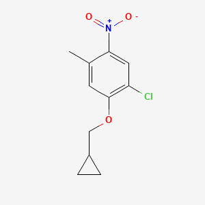 molecular formula C11H12ClNO3 B2389359 1-Chloro-2-(cyclopropylmethoxy)-4-methyl-5-nitro-benzene CAS No. 2231675-23-1