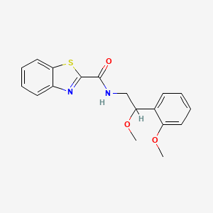 molecular formula C18H18N2O3S B2389403 N-[2-methoxy-2-(2-methoxyphenyl)ethyl]-1,3-benzothiazole-2-carboxamide CAS No. 1798543-44-8