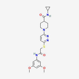 N-cyclopropyl-1-(6-((2-((3,5-dimethoxyphenyl)amino)-2-oxoethyl)thio)pyridazin-3-yl)piperidine-4-carboxamide