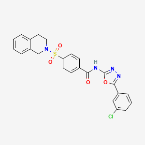 molecular formula C24H19ClN4O4S B2389451 N-(5-(3-chlorophenyl)-1,3,4-oxadiazol-2-yl)-4-((3,4-dihydroisoquinolin-2(1H)-yl)sulfonyl)benzamide CAS No. 952893-58-2