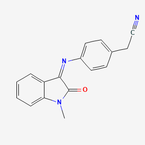 molecular formula C17H13N3O B2389468 2-{4-[(1-methyl-2-oxo-1,2-dihydro-3H-indol-3-yliden)amino]phenyl}acetonitrile CAS No. 1025223-99-7