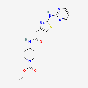 Ethyl 4-(2-(2-(pyrimidin-2-ylamino)thiazol-4-yl)acetamido)piperidine-1-carboxylate