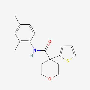 N-(2,4-dimethylphenyl)-4-thiophen-2-yloxane-4-carboxamide