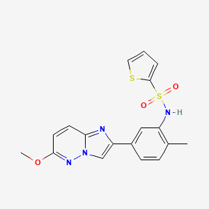 molecular formula C18H16N4O3S2 B2389479 N-(5-(6-methoxyimidazo[1,2-b]pyridazin-2-yl)-2-methylphenyl)thiophene-2-sulfonamide CAS No. 946233-07-4