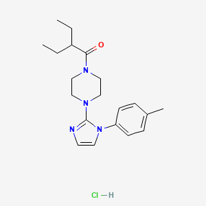 molecular formula C20H29ClN4O B2389480 2-ethyl-1-(4-(1-(p-tolyl)-1H-imidazol-2-yl)piperazin-1-yl)butan-1-one hydrochloride CAS No. 1185059-05-5