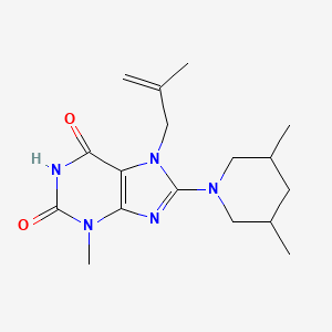 molecular formula C17H25N5O2 B2389494 8-(3,5-Dimethylpiperidin-1-yl)-3-methyl-7-(2-methylprop-2-enyl)purine-2,6-dione CAS No. 674296-41-4