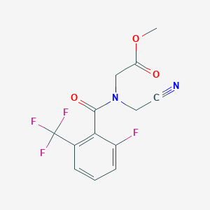 molecular formula C13H10F4N2O3 B2389497 methyl 2-[N-(cyanomethyl)-1-[2-fluoro-6-(trifluoromethyl)phenyl]formamido]acetate CAS No. 1808418-66-7