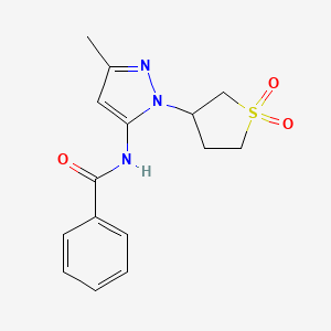 molecular formula C15H17N3O3S B2389502 N-[1-(1,1-dioxo-1lambda6-thiolan-3-yl)-3-methyl-1H-pyrazol-5-yl]benzamide CAS No. 1170256-53-7
