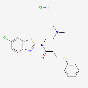 molecular formula C20H23Cl2N3OS2 B2389505 N-(6-chlorobenzo[d]thiazol-2-yl)-N-(2-(dimethylamino)ethyl)-3-(phenylthio)propanamide hydrochloride CAS No. 1216616-95-3