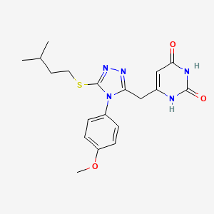 molecular formula C19H23N5O3S B2389506 6-((5-(isopentylthio)-4-(4-methoxyphenyl)-4H-1,2,4-triazol-3-yl)methyl)pyrimidine-2,4(1H,3H)-dione CAS No. 892471-48-6