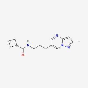 molecular formula C15H20N4O B2389511 N-[3-(2-Methylpyrazolo[1,5-a]pyrimidin-6-yl)propyl]cyclobutanecarboxamide CAS No. 1797710-19-0