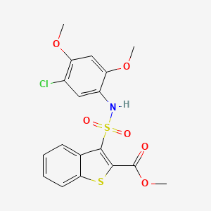 molecular formula C18H16ClNO6S2 B2389515 Methyl 3-[(5-chloro-2,4-dimethoxyphenyl)sulfamoyl]-1-benzothiophene-2-carboxylate CAS No. 899725-76-9