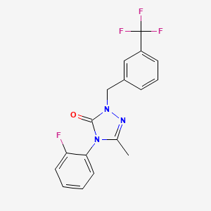 molecular formula C17H13F4N3O B2389521 4-(2-fluorophenyl)-5-methyl-2-[3-(trifluoromethyl)benzyl]-2,4-dihydro-3H-1,2,4-triazol-3-one CAS No. 860784-86-7