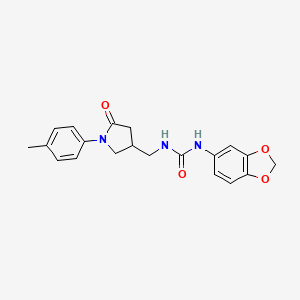 molecular formula C20H21N3O4 B2389523 1-(Benzo[d][1,3]dioxol-5-yl)-3-((5-oxo-1-(p-tolyl)pyrrolidin-3-yl)methyl)urea CAS No. 954660-33-4
