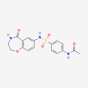 molecular formula C17H17N3O5S B2389524 N-(4-(N-(5-oxo-2,3,4,5-tetrahydrobenzo[f][1,4]oxazepin-7-yl)sulfamoyl)phenyl)acetamide CAS No. 926032-53-3
