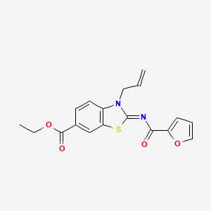 molecular formula C18H16N2O4S B2389528 (Z)-ethyl 3-allyl-2-((furan-2-carbonyl)imino)-2,3-dihydrobenzo[d]thiazole-6-carboxylate CAS No. 1164482-30-7