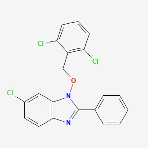 molecular formula C20H13Cl3N2O B2389533 6-chloro-1-[(2,6-dichlorobenzyl)oxy]-2-phenyl-1H-1,3-benzimidazole CAS No. 303148-75-6