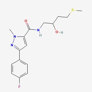 molecular formula C16H20FN3O2S B2389534 5-(4-Fluorophenyl)-N-(2-hydroxy-4-methylsulfanylbutyl)-2-methylpyrazole-3-carboxamide CAS No. 2309569-36-4