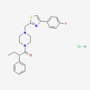 molecular formula C24H27ClFN3OS B2389536 1-(4-((4-(4-Fluorophenyl)thiazol-2-yl)methyl)piperazin-1-yl)-2-phenylbutan-1-one hydrochloride CAS No. 1215345-29-1