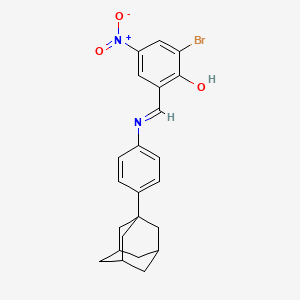 molecular formula C23H23BrN2O3 B2389553 2-((E)-{[4-(1-adamantyl)phenyl]imino}methyl)-6-bromo-4-nitrophenol CAS No. 326018-26-2