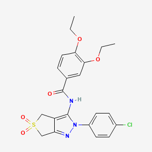 molecular formula C22H22ClN3O5S B2389573 N-(2-(4-chlorophenyl)-5,5-dioxido-4,6-dihydro-2H-thieno[3,4-c]pyrazol-3-yl)-3,4-diethoxybenzamide CAS No. 449791-52-0