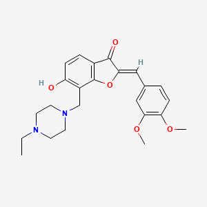 B2389592 (Z)-2-(3,4-dimethoxybenzylidene)-7-((4-ethylpiperazin-1-yl)methyl)-6-hydroxybenzofuran-3(2H)-one CAS No. 869078-63-7