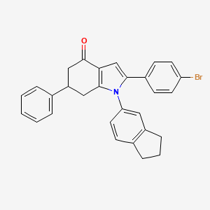 molecular formula C29H24BrNO B2389599 2-(4-Bromophenyl)-1-indan-5-YL-6-phenyl-5,6,7-trihydroindol-4-one CAS No. 1023510-74-8