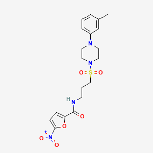 molecular formula C19H24N4O6S B2389621 5-nitro-N-(3-((4-(m-tolyl)piperazin-1-yl)sulfonyl)propyl)furan-2-carboxamide CAS No. 1021133-17-4