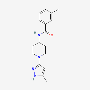 molecular formula C17H22N4O B2389631 3-methyl-N-(1-(5-methyl-1H-pyrazol-3-yl)piperidin-4-yl)benzamide CAS No. 2034201-47-1