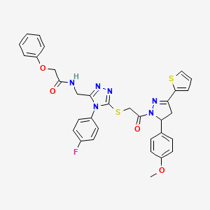 N-((4-(4-fluorophenyl)-5-((2-(5-(4-methoxyphenyl)-3-(thiophen-2-yl)-4,5-dihydro-1H-pyrazol-1-yl)-2-oxoethyl)thio)-4H-1,2,4-triazol-3-yl)methyl)-2-phenoxyacetamide