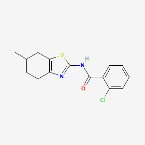 molecular formula C15H15ClN2OS B2389636 2-chloro-N-(6-methyl-4,5,6,7-tetrahydrobenzo[d]thiazol-2-yl)benzamide CAS No. 313500-21-9