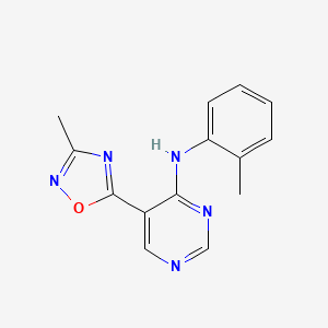 molecular formula C14H13N5O B2389641 5-(3-甲基-1,2,4-恶二唑-5-基)-N-(邻甲苯基)嘧啶-4-胺 CAS No. 2034509-94-7