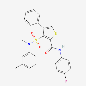 molecular formula C26H23FN2O3S2 B2389642 3-{[(3,4-dimethylphenyl)(methyl)amino]sulfonyl}-N-(4-fluorophenyl)-4-phenylthiophene-2-carboxamide CAS No. 1114653-57-4