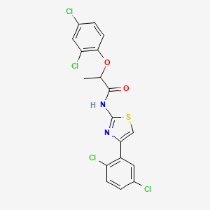 molecular formula C18H12Cl4N2O2S B2389646 2-(2,4-dichlorophenoxy)-N-[4-(2,5-dichlorophenyl)-1,3-thiazol-2-yl]propanamide CAS No. 329265-16-9