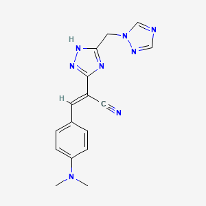 B2389650 3-[4-(dimethylamino)phenyl]-2-[5-(1H-1,2,4-triazol-1-ylmethyl)-1H-1,2,4-triazol-3-yl]acrylonitrile CAS No. 303996-79-4