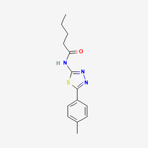 molecular formula C14H17N3OS B2389651 N-(5-(对甲苯基)-1,3,4-噻二唑-2-基)戊酰胺 CAS No. 303064-10-0