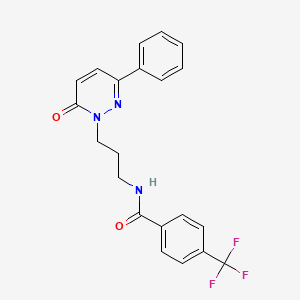 molecular formula C21H18F3N3O2 B2389655 N-(3-(6-氧代-3-苯基嘧啶并哒嗪-1(6H)-基)丙基)-4-(三氟甲基)苯甲酰胺 CAS No. 1021056-28-9