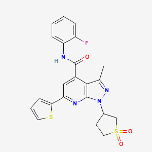 B2389659 1-(1,1-dioxidotetrahydrothiophen-3-yl)-N-(2-fluorophenyl)-3-methyl-6-(thiophen-2-yl)-1H-pyrazolo[3,4-b]pyridine-4-carboxamide CAS No. 1105245-71-3