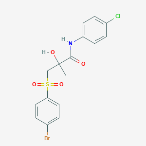 molecular formula C16H15BrClNO4S B2389680 3-[(4-bromophenyl)sulfonyl]-N-(4-chlorophenyl)-2-hydroxy-2-methylpropanamide CAS No. 338423-93-1