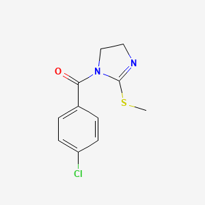 molecular formula C11H11ClN2OS B2389687 (4-chlorophenyl)(2-(methylthio)-4,5-dihydro-1H-imidazol-1-yl)methanone CAS No. 673476-85-2