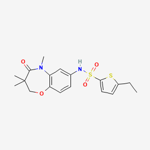 molecular formula C18H22N2O4S2 B2389698 5-ethyl-N-(3,3,5-trimethyl-4-oxo-2,3,4,5-tetrahydrobenzo[b][1,4]oxazepin-7-yl)thiophene-2-sulfonamide CAS No. 922023-17-4