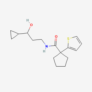 molecular formula C16H23NO2S B2389700 N-(3-cyclopropyl-3-hydroxypropyl)-1-(thiophen-2-yl)cyclopentanecarboxamide CAS No. 1396885-02-1