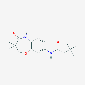 molecular formula C18H26N2O3 B2389711 3,3-dimethyl-N-(3,3,5-trimethyl-4-oxo-2,3,4,5-tetrahydrobenzo[b][1,4]oxazepin-8-yl)butanamide CAS No. 921792-72-5