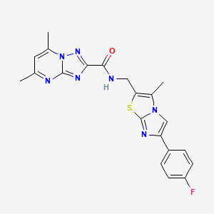 N-((6-(4-fluorophenyl)-3-methylimidazo[2,1-b]thiazol-2-yl)methyl)-5,7-dimethyl-[1,2,4]triazolo[1,5-a]pyrimidine-2-carboxamide