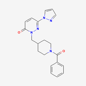 molecular formula C20H21N5O2 B2389715 2-[(1-Benzoylpiperidin-4-yl)methyl]-6-pyrazol-1-ylpyridazin-3-one CAS No. 2380067-77-4