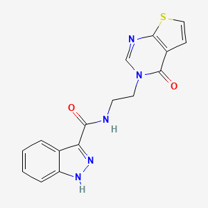 molecular formula C16H13N5O2S B2389717 N-(2-(4-oxothieno[2,3-d]pyrimidin-3(4H)-yl)ethyl)-1H-indazole-3-carboxamide CAS No. 2034320-56-2