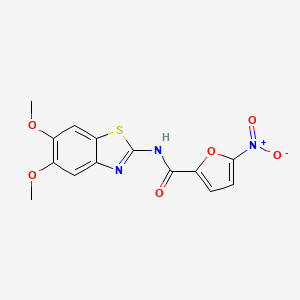 molecular formula C14H11N3O6S B2389719 N-(5,6-dimethoxy-1,3-benzothiazol-2-yl)-5-nitrofuran-2-carboxamide CAS No. 895437-52-2