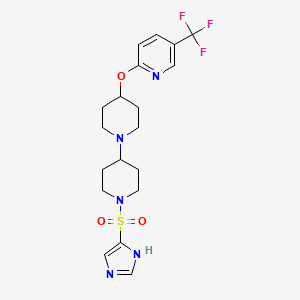 molecular formula C19H24F3N5O3S B2389725 1'-(1H-imidazole-4-sulfonyl)-4-{[5-(trifluoromethyl)pyridin-2-yl]oxy}-1,4'-bipiperidine CAS No. 2097935-95-8