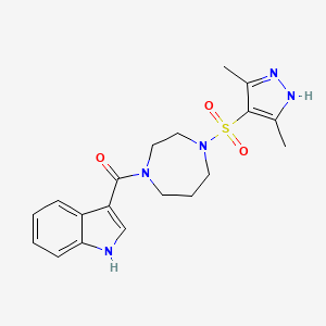 (4-((3,5-dimethyl-1H-pyrazol-4-yl)sulfonyl)-1,4-diazepan-1-yl)(1H-indol-3-yl)methanone